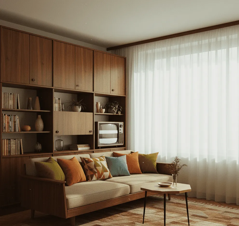 Powojenny modernizm we wnętrzach - minimalistyczne wnętrze w stylu lat 50.