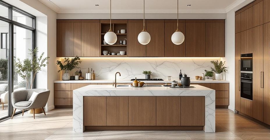 Projekt kuchni z wyspą w stylu Modern Classic — Studio Subtelności Kielce