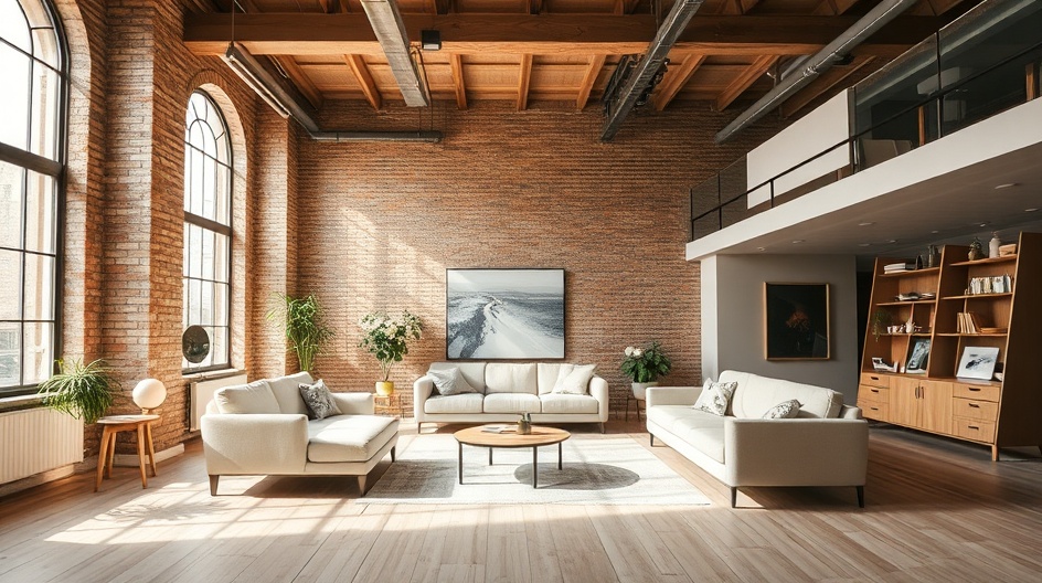 Loft w kamienicy fabrycznej — projektowanie wnętrz Łódź