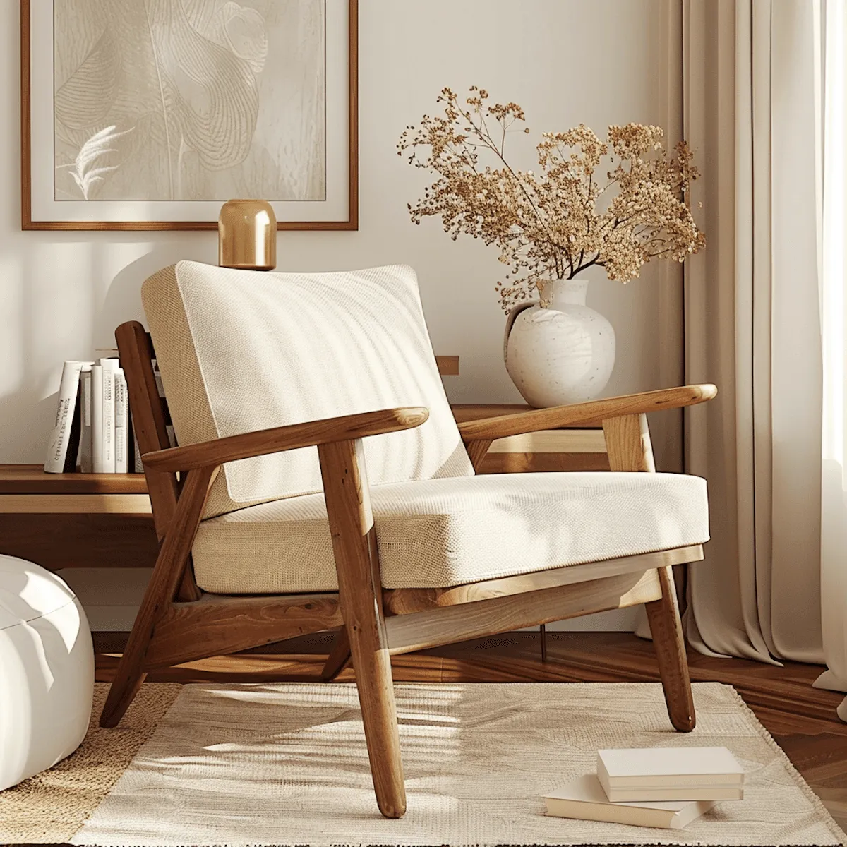 Elegancki salon w stylu modern classic z symetryczną aranżacją